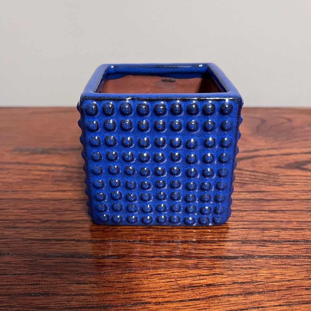 Blue Textured Ceramic Planter